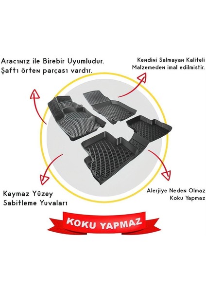 Citroen C4 2020 ve Sonrası Paspas Siyah 3D Havuzlu Tam Uyumlu