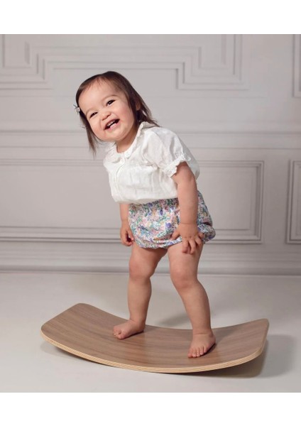 0-3 Yaş 50cm X 30cm Denge Tahtası Balance Board Doğal Ahşap Çocuk Oyuncak