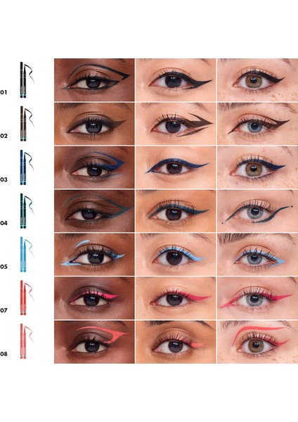 12H İntense Ink Felt Liner Classic Line - Yoğun ve Hassas Keçe Uçlu Eyeliner 08 Bright Coral (1 ml) fiyatları