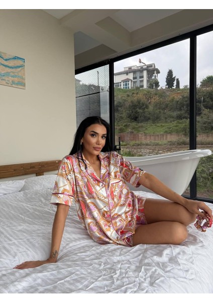 Coccolarsı Stagione Estiva Saten Kısa Pijama Takımı