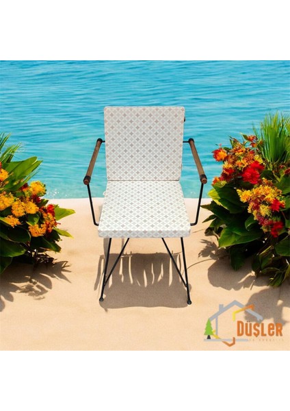 40*80 Duck Kumaş Bej Geometrik Desenli 5 cm Lik Sırtlı Sandalye Minderi fiyatları