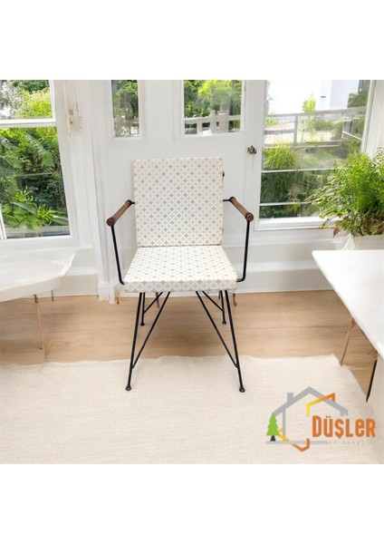 40*80 Duck Kumaş Bej Geometrik Desenli 5 cm Lik Sırtlı Sandalye Minderi fırsatları