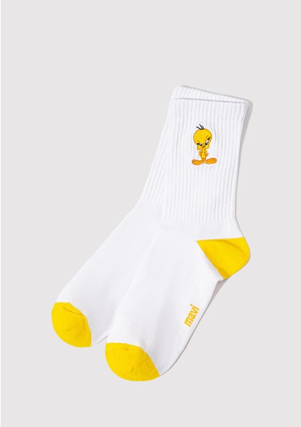 Tweety Nakışlı Beyaz Soket Çorap 1910859-620