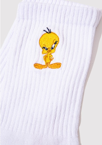 Tweety Nakışlı Beyaz Soket Çorap 1910859-620 fiyatları