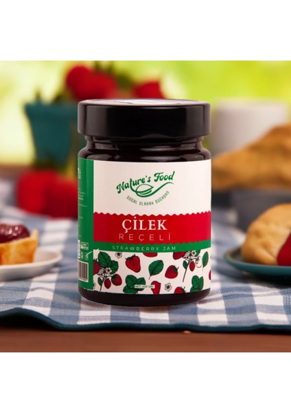 Çilek Reçeli Premium Series 400 gr Cam Şişe %65 Çilek Doğal İçerik Doğal Tat