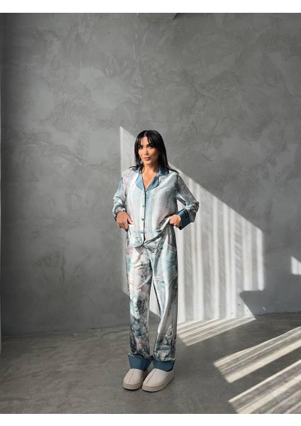 Coccolarsı Corso D'acqua Saten Üçlü Pijama Takımı