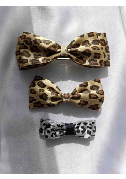 Leopar Desenli Fiyonklu 3'lü Toka