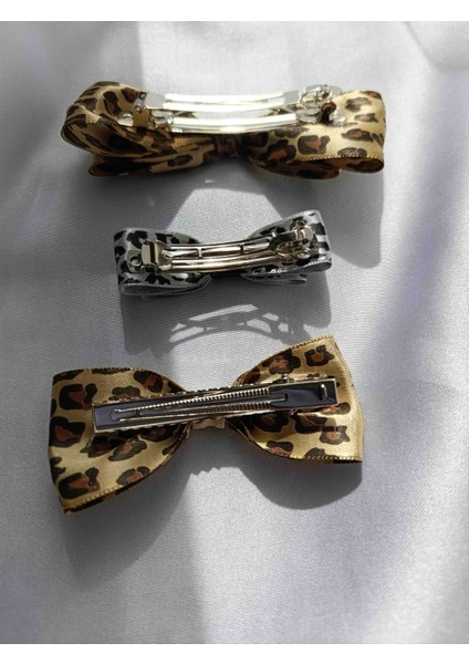 Leopar Desenli Fiyonklu 3'lü Toka modelleri