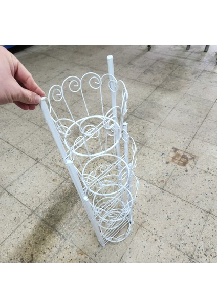 5 Gözlü Ferforje Metal Çiçeklik - Balkon ve Iç Mekan Saksılık Bitki Standı