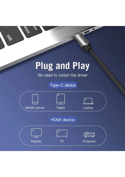 Type-C To HDMI Kablo 2m, 4K 60Hz, HDMI 2.0 (Cgsbh)