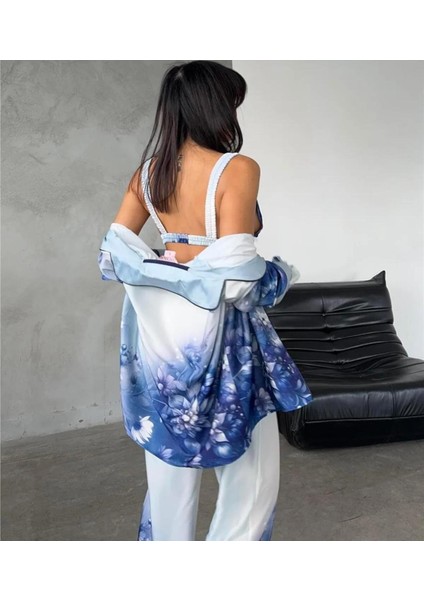Coccolarsı Corso D'acqua Saten Üçlü Pijama Takımı