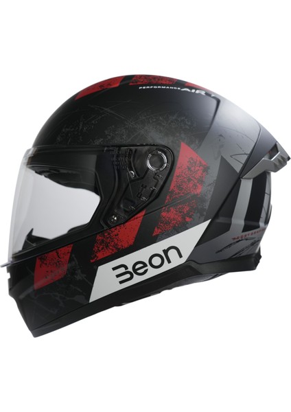 B-507 Full Face Motosiklet Kaskı FF03 Siyah/kırmızı/gri