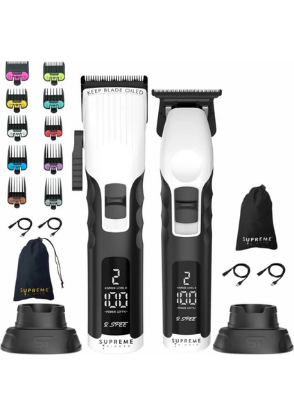 Beyaz 2spee Trimmer & Clipper Seti | Sessiz | LCD Ekranlı | Ergonomik