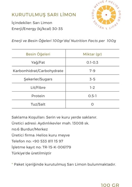 Kuru Sarı Limon