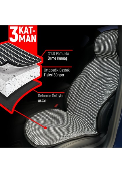 Mazda 2 Uyumlu Koltuk Kılıfı Minder Çizgili Füme Beyaz 2+1 Ön Arka Set