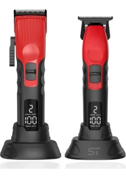 Kırmızı 2spee Trimmer & Clipper Seti | Sessiz | LCD Ekranlı | Ergonomik
