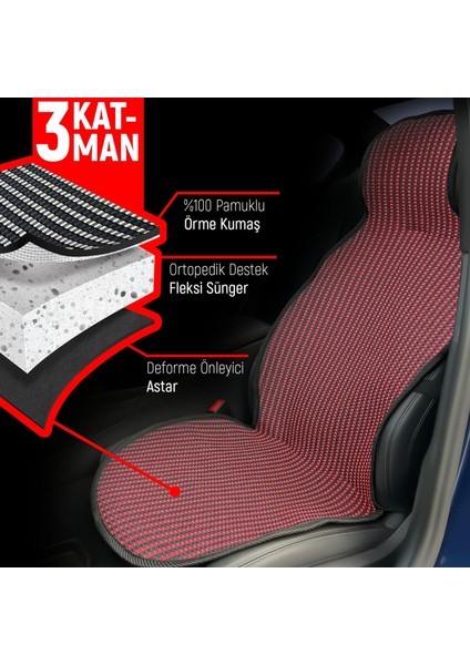 Citroen Jumpy Uyumlu Koltuk Kılıfı Minder Çizgili Siyah Kırmızı 2+1 Ön Arka Set