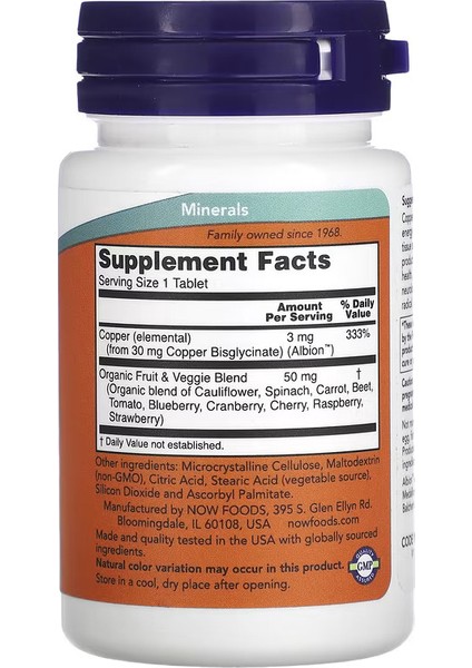 Foods, Copper Glycinate, 3 Mg, 120 Tablet fiyatları