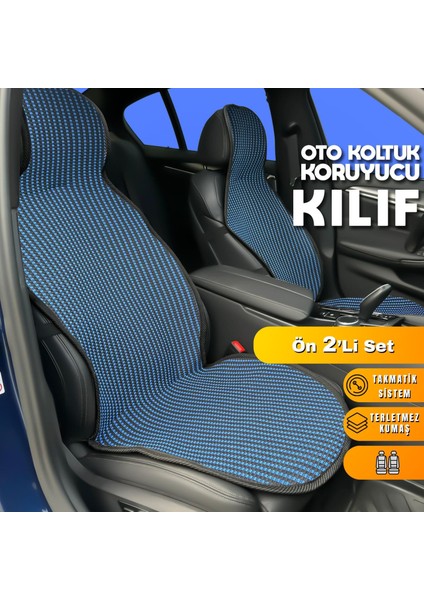 Chevrolet Spark Uyumlu Koltuk Kılıfı Minder Çizgili Siyah Mavi 2+1 Ön Arka Set