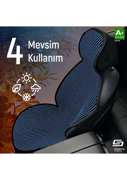 Chevrolet Spark Uyumlu Koltuk Kılıfı Minder Çizgili Siyah Mavi 2+1 Ön Arka Set