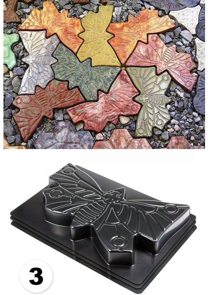 Kelebek Kilit Parke Taşı Kalıbı Zemin Kaplama Kalıbı Yer Döşeme Taşı Kalıbı 3 Adet Kalıp