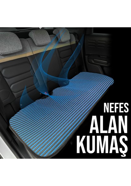 Renault Fluence Uyumlu Koltuk Kılıfı Minder Çizgili Siyah Mavi 2+1 Ön Arka Set
