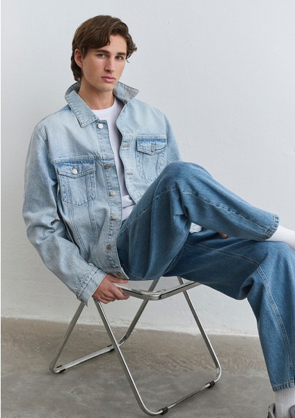 Ray Classic Denim Buz Mavi Jean Ceket 0110273-89303