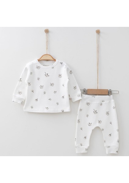 Pamuklu Pamuk Desen Baskılı Unisex 2 Li Takım