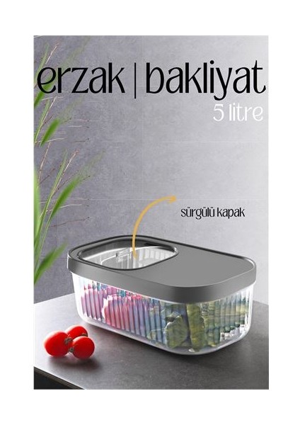 Hsyn Multibox Erzak Bakliyat Kutusu Sürgülü Kapak 5 Litre Akdenizpos Yeni