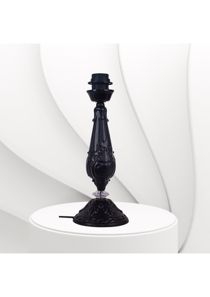 Siyah Metal Abajur Ayağı Klasik Model Desenli Şık Tasarım AYK00245