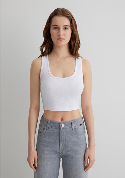 Beyaz Crop Basic Atlet 1613071-620