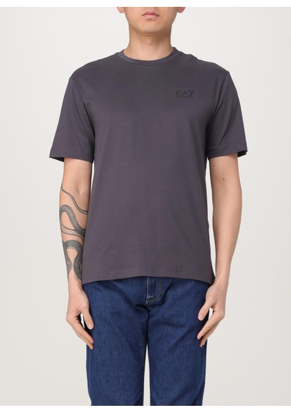 Bisiklet Yaka Antrasit Erkek T-Shirt Traın Logo Serıes Tee
