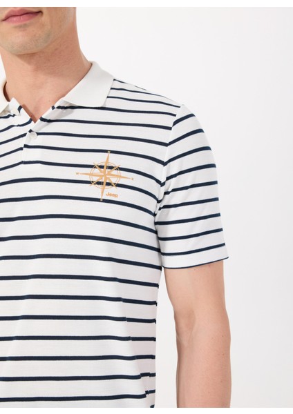 Çizgili Beyaz Erkek Polo T-Shirt J5SM-TST7317 fırsatları