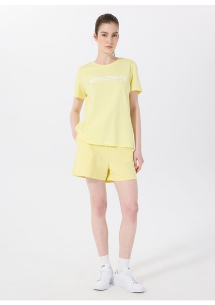 D4SL-TST3053 Sarı Bisiklet Yaka Standart Düz Kadın T-Shirt fiyatları