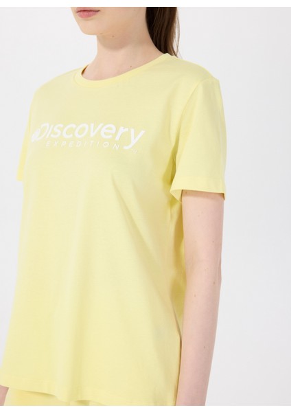 D4SL-TST3053 Sarı Bisiklet Yaka Standart Düz Kadın T-Shirt fırsatları
