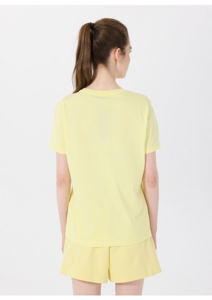 D4SL-TST3053 Sarı Bisiklet Yaka Standart Düz Kadın T-Shirt indirimleri