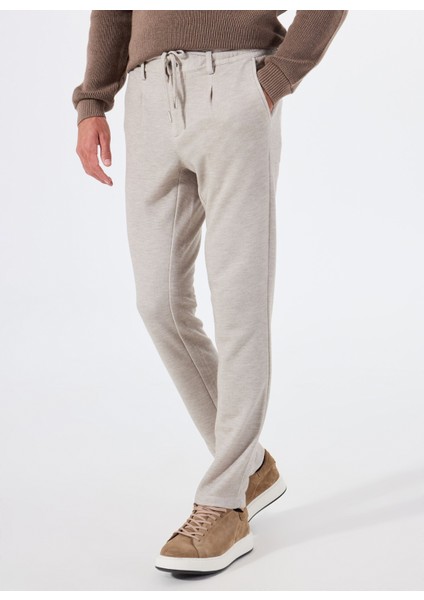 Bağlamalı Bel Normal Paça Slim Fit Bej Erkek Pantolon ACE001252273_BEJ