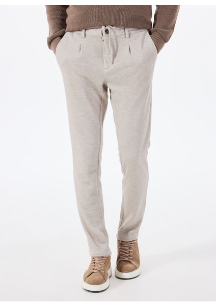 Bağlamalı Bel Normal Paça Slim Fit Bej Erkek Pantolon ACE001252273_BEJ