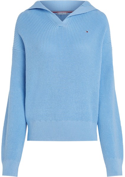 Polo Yaka Normal Mavi Kazak Kadın WW0WW44451C1Z indirimleri