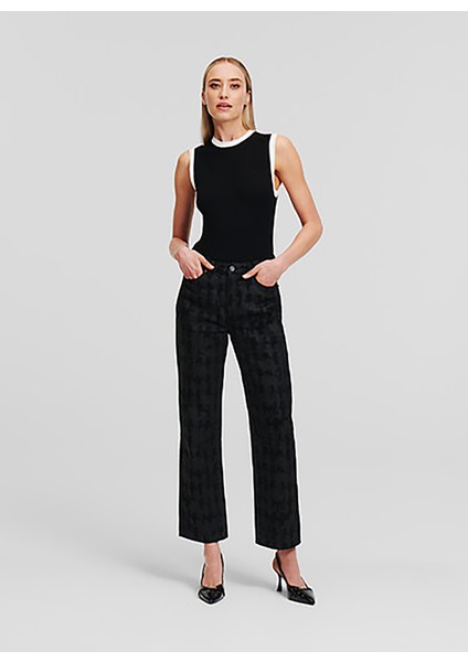 Yüksek Bel Düz Paça Normal Siyah Kadın Denim Pantolon A1W10015