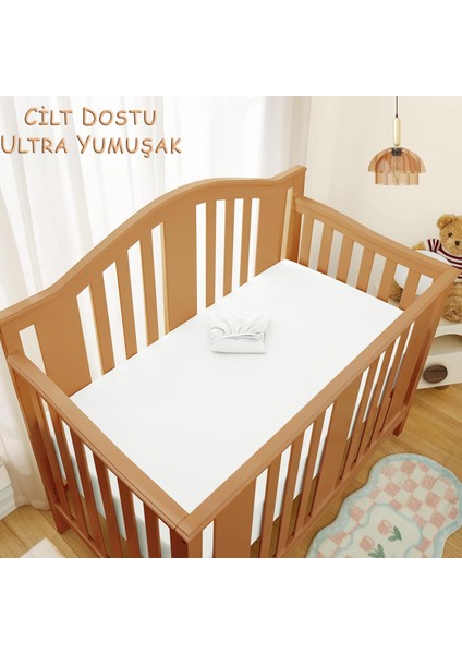 | Pamuk Penye Beyaz Bebek Lastikli Çarşaf,anne Yanı Çarşafı,kreş Bebek Yatağı Çarşafı 60 x 120 cm fırsatları