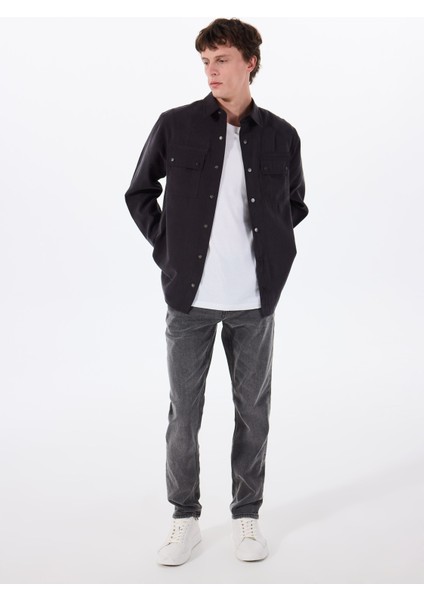 Siyah Regular Fit Erkek Gömlek GU25MSS15001 fiyatları