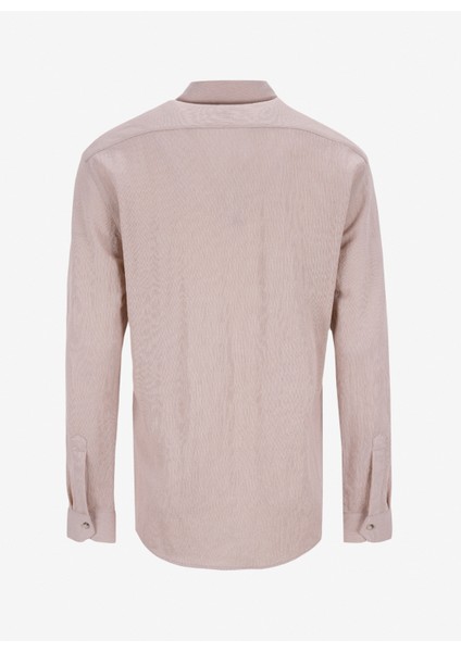 Gmg Fırenze Slim Fit Düğmeli Yaka Bej Melanj Erkek Gömlek GU25MSS02219