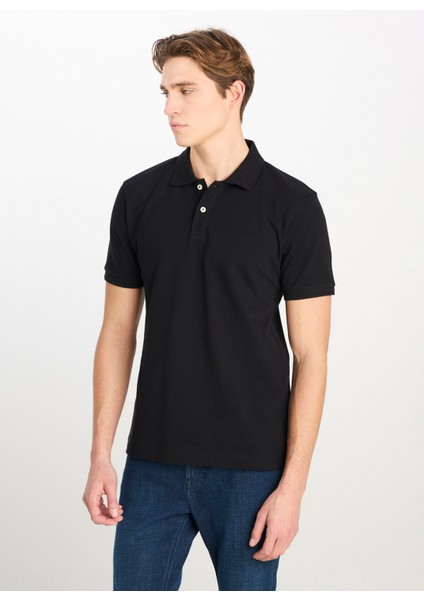 Siyah Erkek Polo T-Shirt ML211810001 Erkek Regular Fit Polo