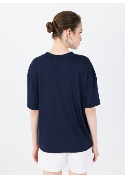 Bisiklet Yaka Lacivert Kadın T-Shirt The Relax Tshırt 4010 indirimleri