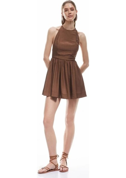 x Sima Tarkan Kahverengi Kadın Elbise 5SAK80116EW