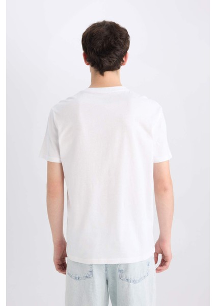 %100 Pamuk Regular Fit Bisiklet Yaka Baskılı Kısa Kollu Tişört E0584AX25SM indirimleri