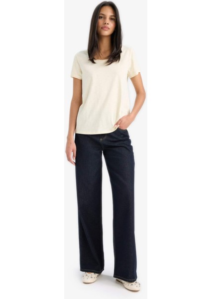Regular Fit Yuvarlak Yaka Basic Düz Kısa Kollu Tişört K1508AZ25SM fiyatları