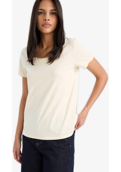 Regular Fit Yuvarlak Yaka Basic Düz Kısa Kollu Tişört K1508AZ25SM fırsatları