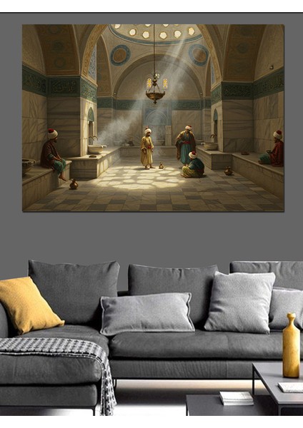 Osmanlıda Hamam Dekoratif Kanvas - Mdf Ahşap Tablo